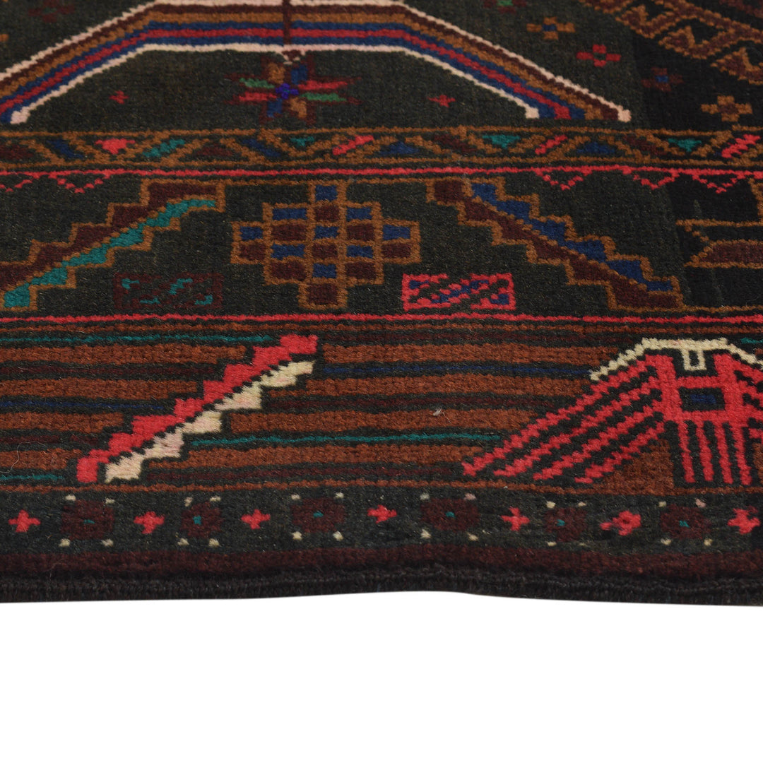 Afghan Prayer Rug 2' 9" x 4' 8" Hand-Knotted detail