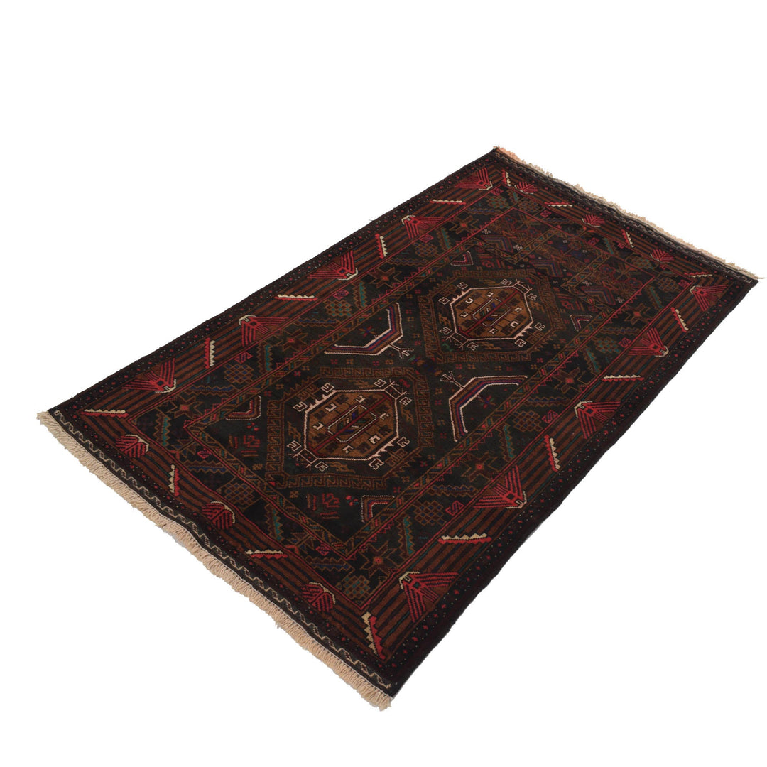 Afghan Prayer Rug 2' 9" x 4' 8" Hand-Knotted close-up