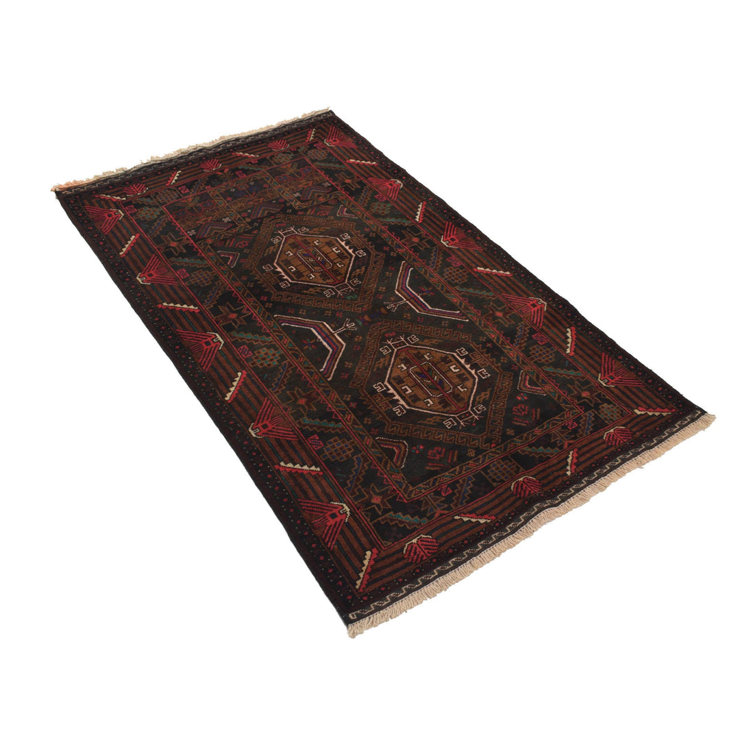 Afghan Prayer Rug 2' 9" x 4' 8" Hand-Knotted pattern