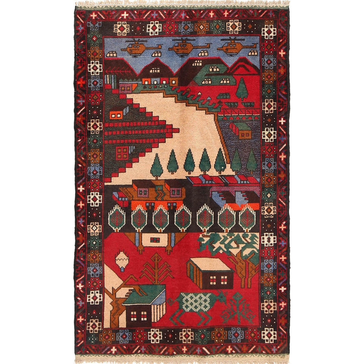 Handmade Picture Area Rug 3' 1" x 4' 11" - No. AL24696
