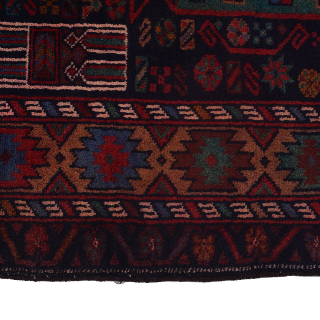 Afghan Prayer Rug 2' 10" x 4' 5" Hand-Knotted detail