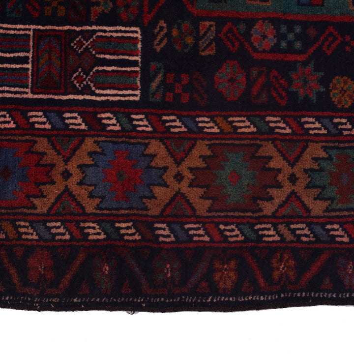 Afghan Prayer Rug 2' 10" x 4' 5" Hand-Knotted detail