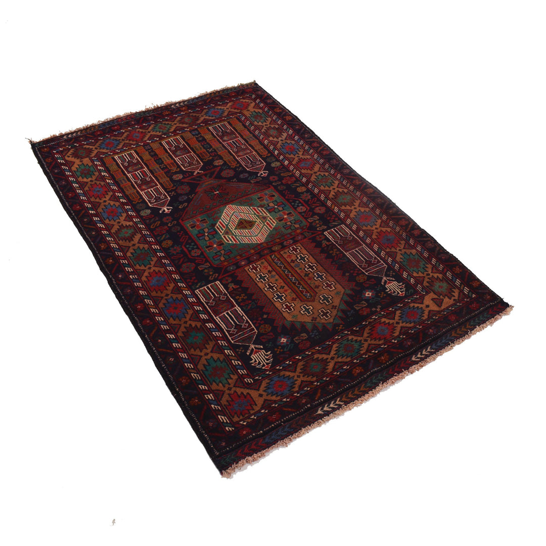 Afghan Prayer Rug 2' 10" x 4' 5" Hand-Knotted pattern