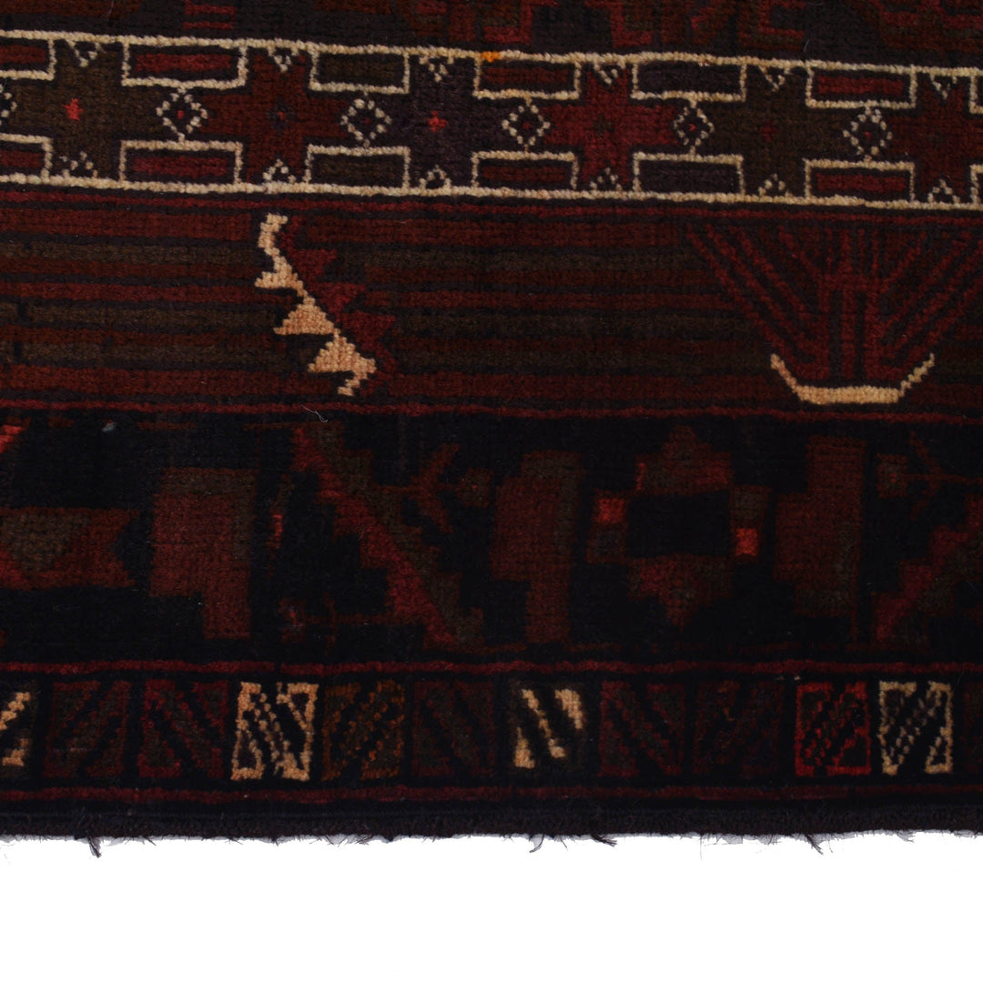 Afghan Prayer Rug 2' 11" x 4' 7" Hand-Knotted detail
