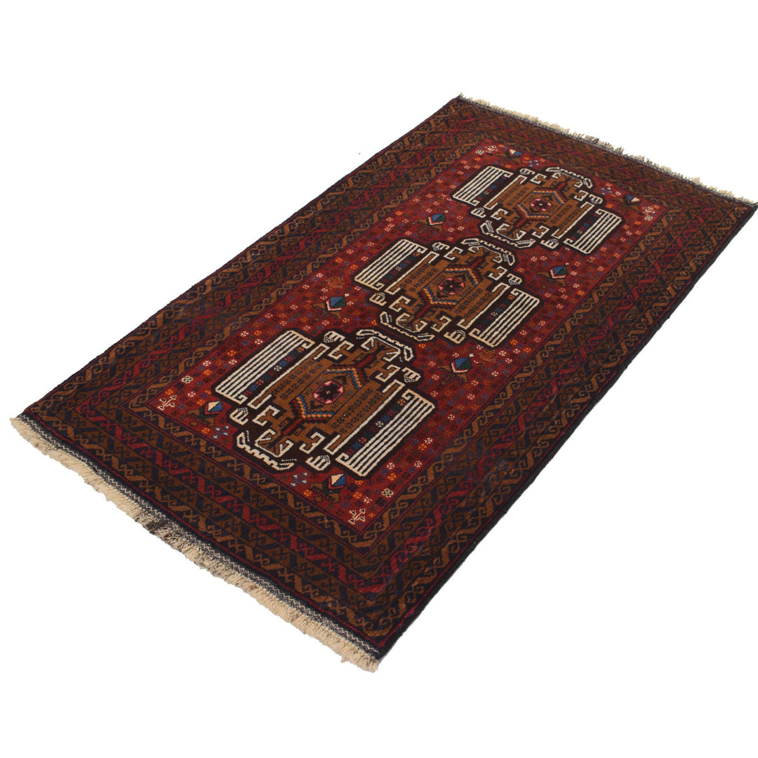 Red Color Baluchi Rug 2' 11" x 5' 0" - No. AL79414