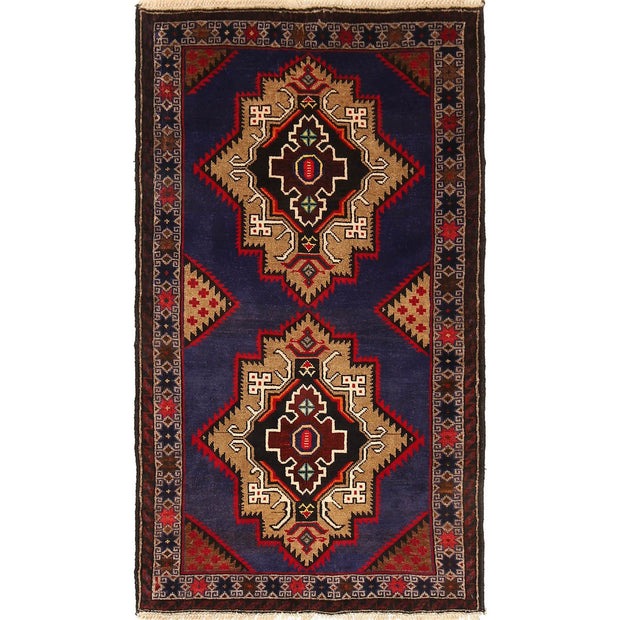 Blue Color Baluchi Rug 2' 10" x 5' 2" - No. AL67346