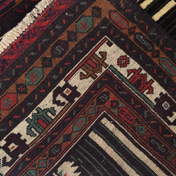 Beige Afghan Prayer Rug 2'11" x 4'11" Hand-Knotted border