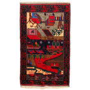 Handmade Picture Area Rug 2' 11" x 4' 8" - No. AL91108