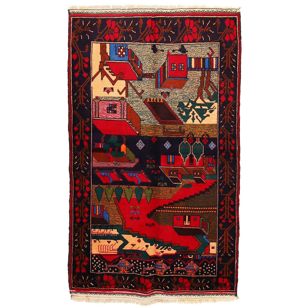 Handmade Picture Area Rug 2' 11" x 4' 8" - No. AL91108