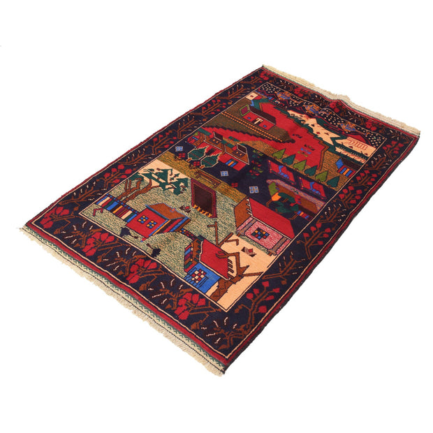 Handmade Picture Area Rug 2' 11" x 4' 8" - No. AL91108