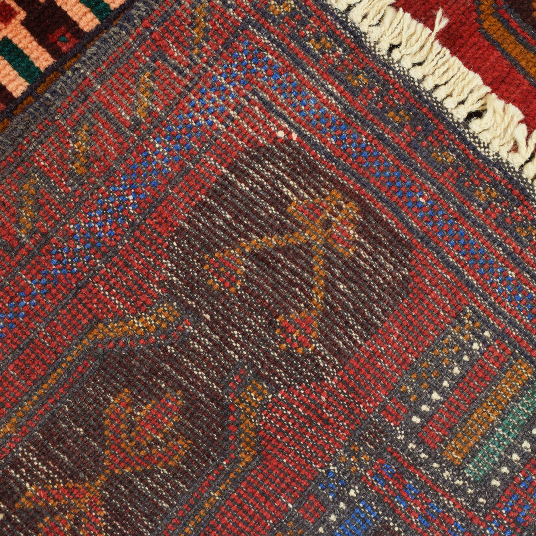 Red Afghan Prayer Rug 2' 8" x 4' 4" Hand-Knotted border