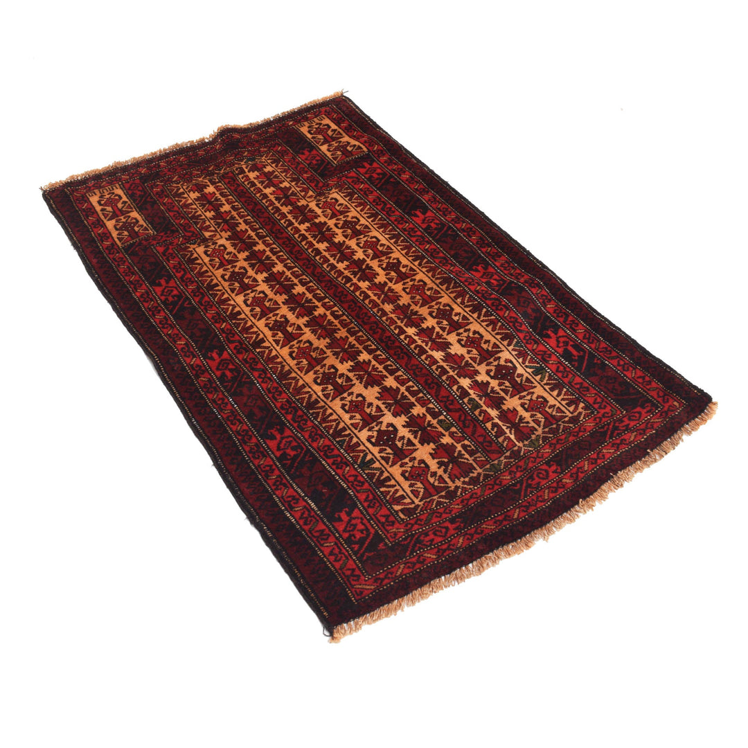 Afghan Prayer Rug 2' 7" x 4' 2" Hand-Knotted pattern