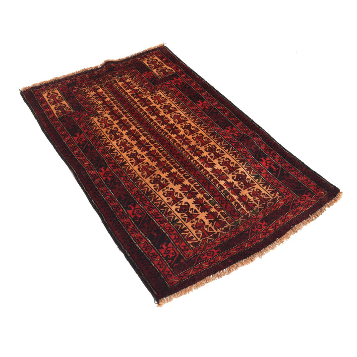 Afghan Prayer Rug 2' 7" x 4' 2" Hand-Knotted pattern