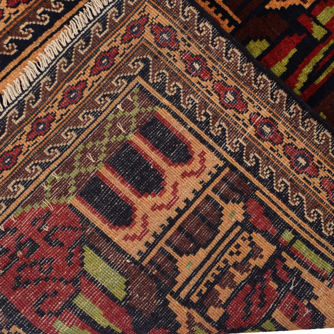 Beige Afghan Prayer Rug 2' 10" x 5' 1" Hand-Knotted border