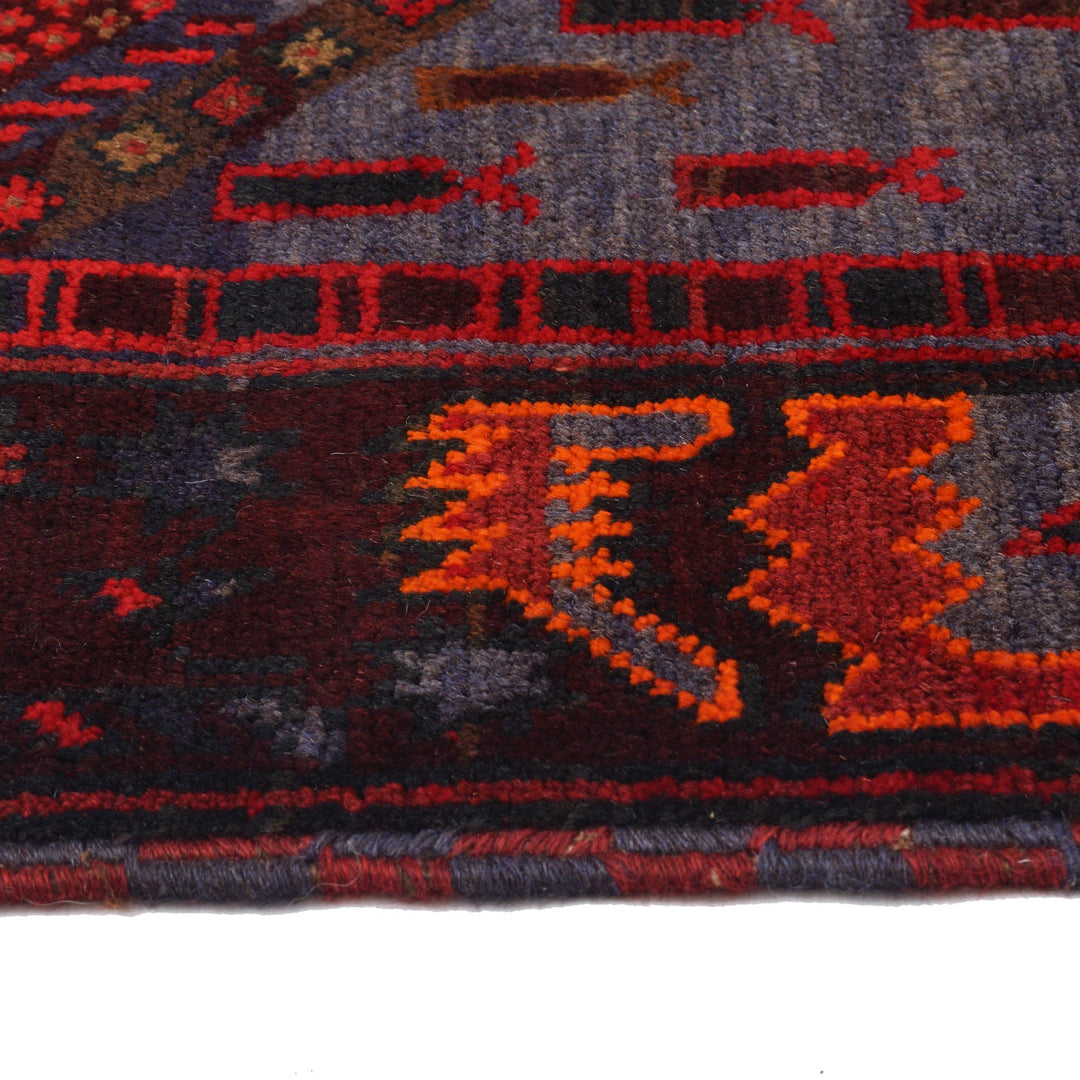 Afghan Prayer Rug 2' 10" x 4' 9" Hand-Knotted detail