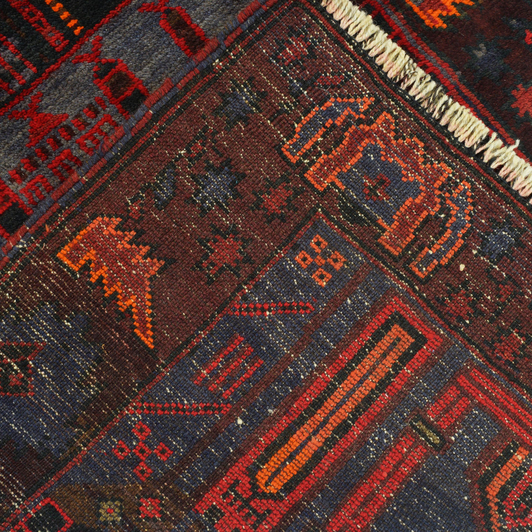 Afghan Prayer Rug 2' 10" x 4' 9" Hand-Knotted border