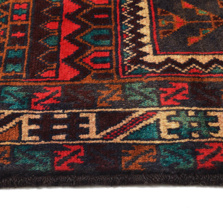 Afghan Prayer Rug 2' 10" x 4' 7" Hand-Knotted detail