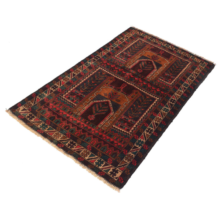 Afghan Prayer Rug 2' 10" x 4' 7" Hand-Knotted pattern