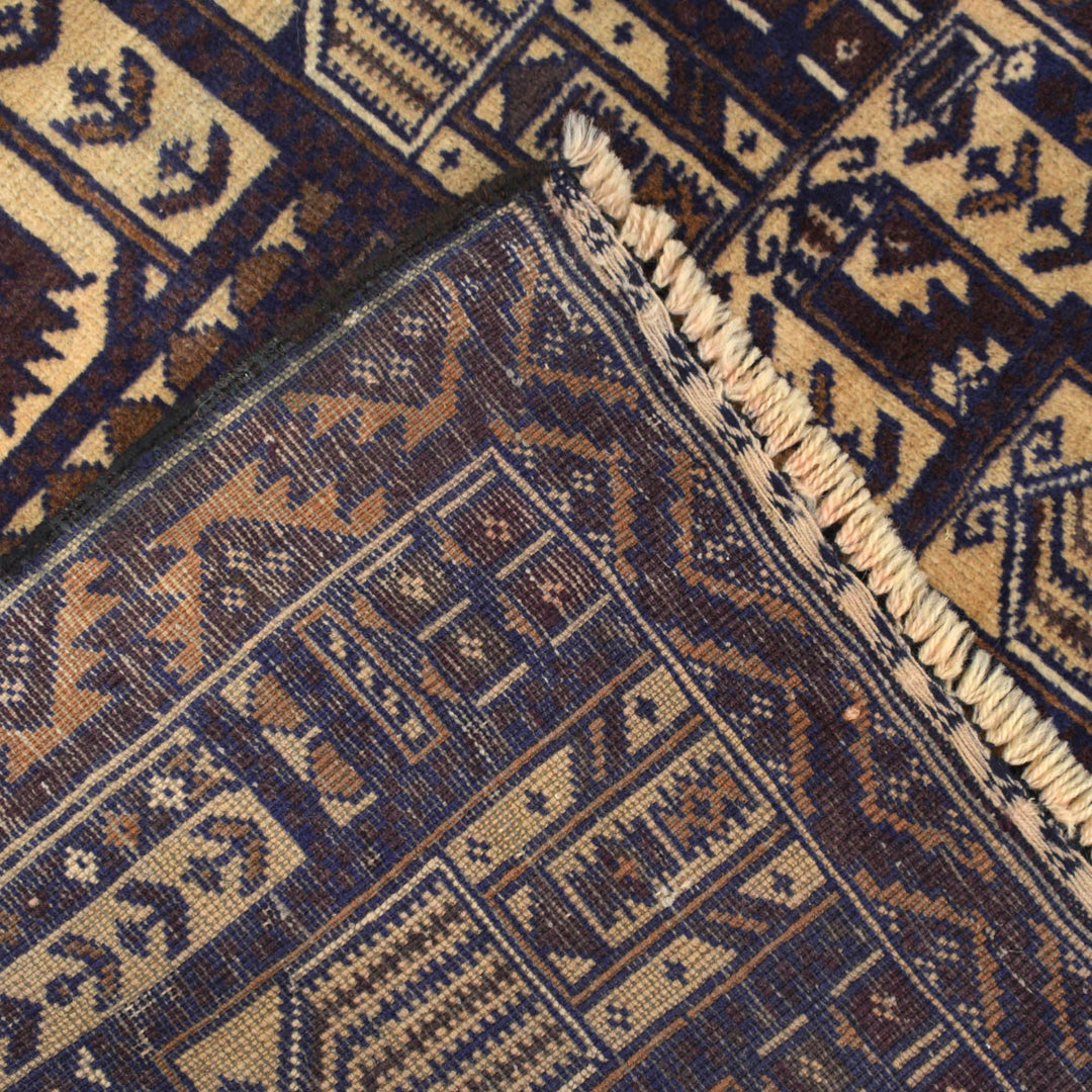 Beige Afghan Prayer Rug 2' 9" x 4' 6" Hand-Knotted border