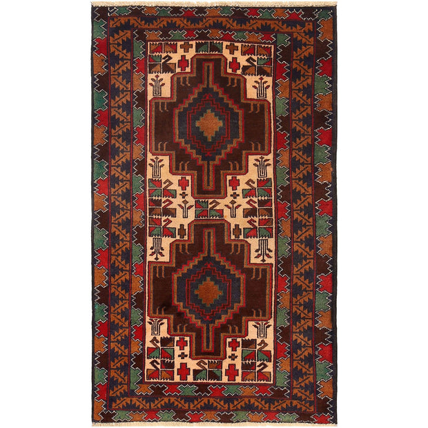 Hand Knotted Baluchi Rug 2' 9" x 4' 9" - No. AL94072
