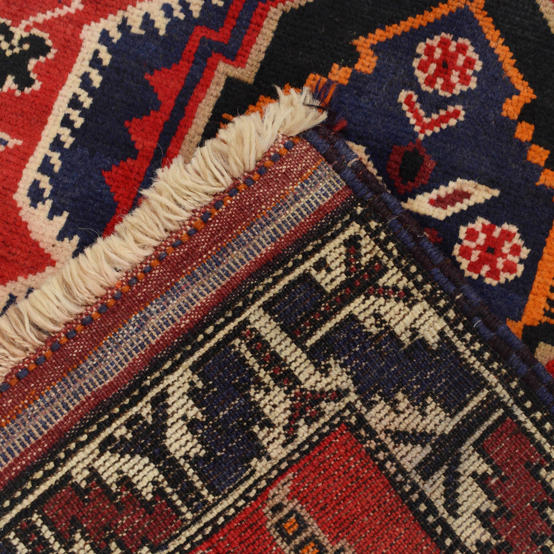 Red Afghan Prayer Rug 2' 9" x 4' 5" Hand-Knotted border