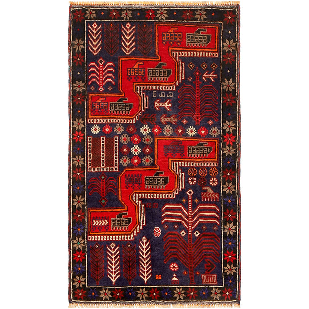 Hand Knotted Baluchi Rug 2' 8" x 4' 8" - No. AL16468