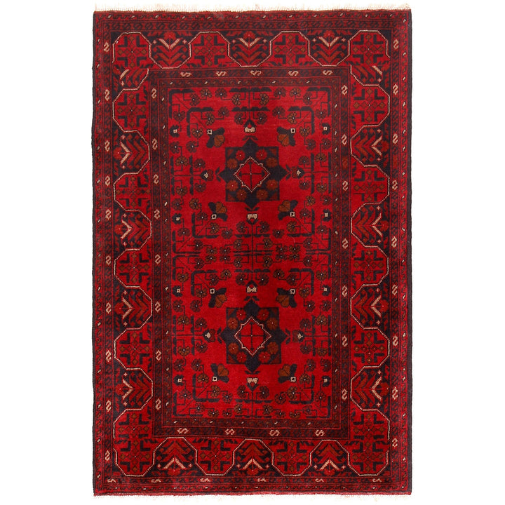 Red Color Afghan Area Rug 3' 5" x 5' 0" - No. AL83481