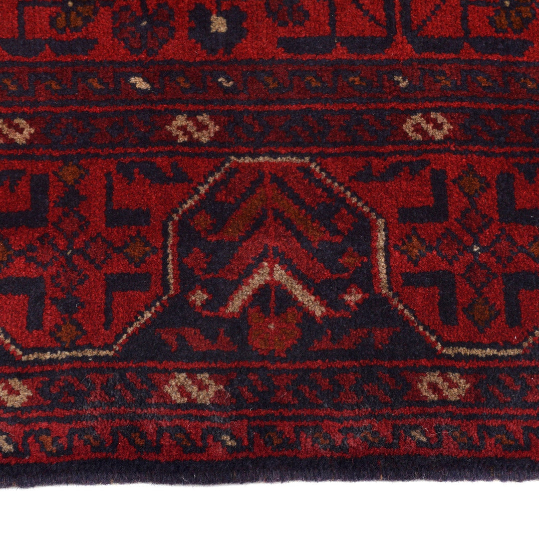 Red Color Afghan Area Rug 3' 5" x 5' 0" - No. AL83481