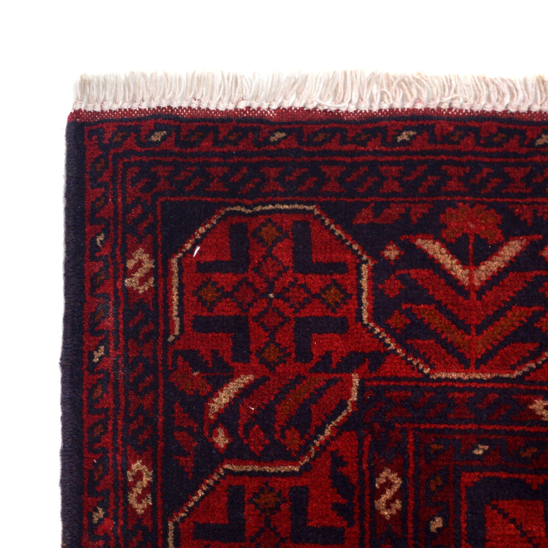 Red Color Afghan Area Rug 3' 5" x 5' 0" - No. AL80109
