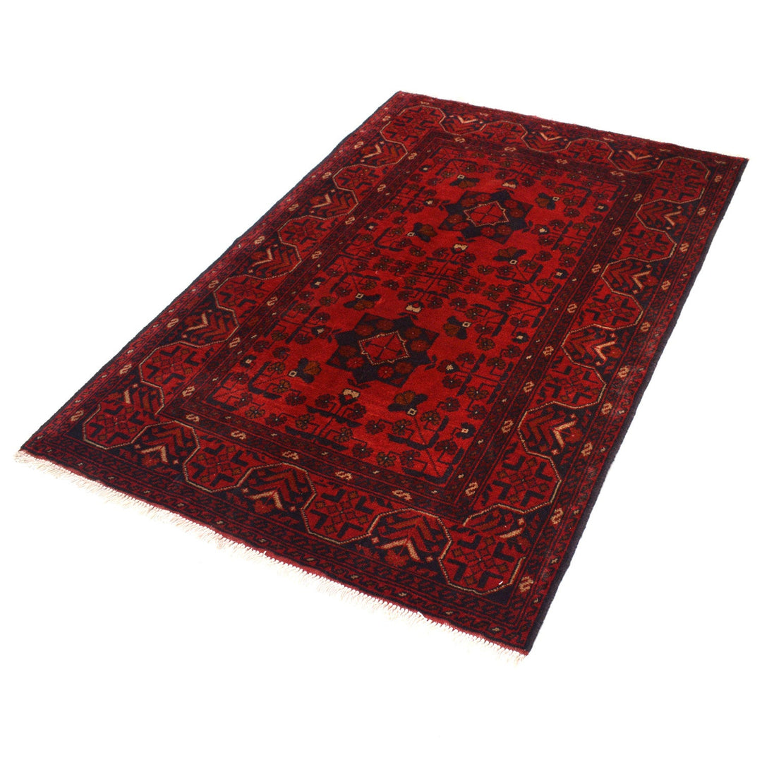 Red Color Afghan Area Rug 3' 5" x 5' 0" - No. AL80109