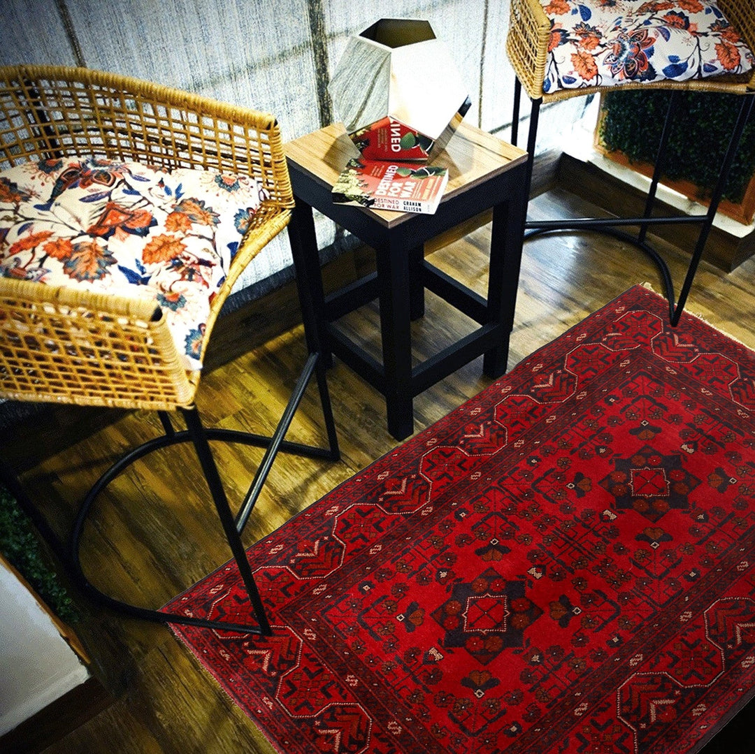 Red Color Afghan Area Rug 3' 5" x 5' 0" - No. AL83481