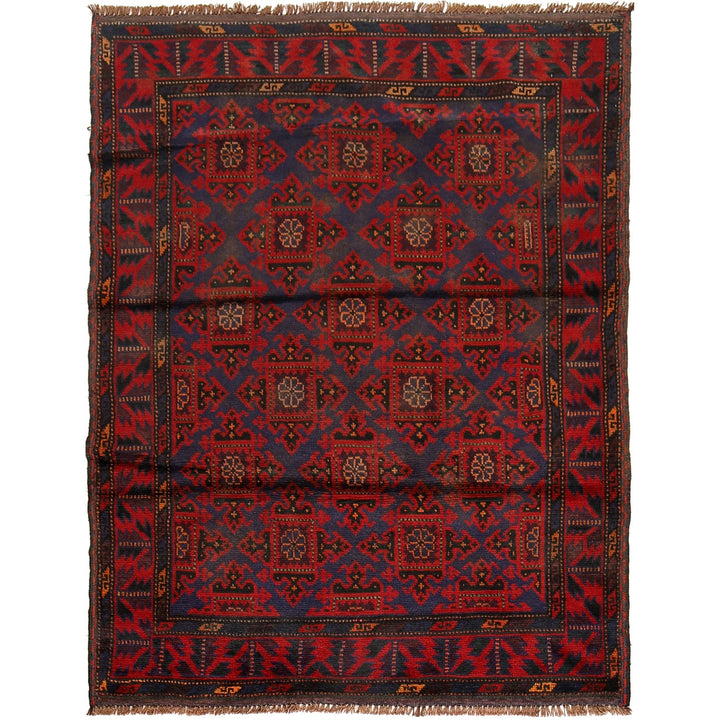 Afghan Balochi Rug 4' 0" x 5' 3" Hand-Knotted