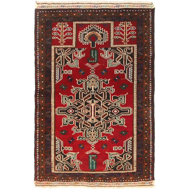 Red Color Prayer Rug 2' 10" x 4' 4" - No. AL62622
