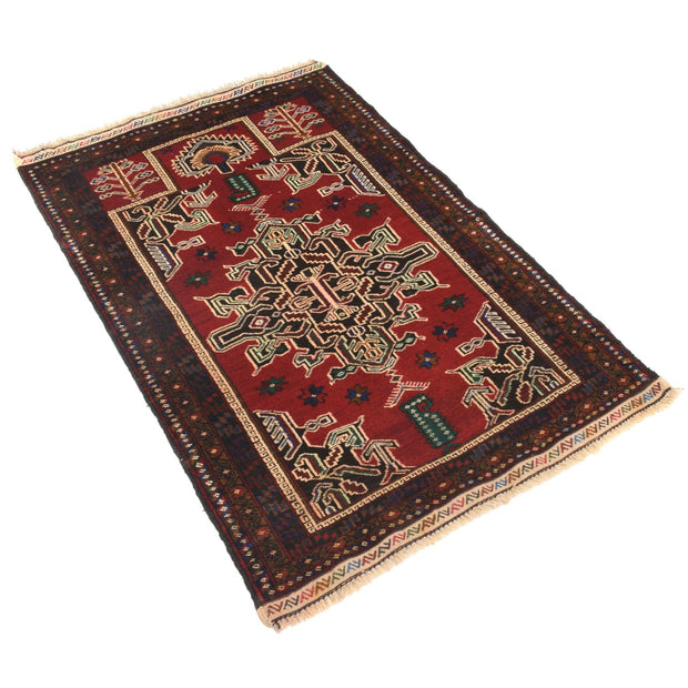 Red Color Prayer Rug 2' 10" x 4' 4" - No. AL62622
