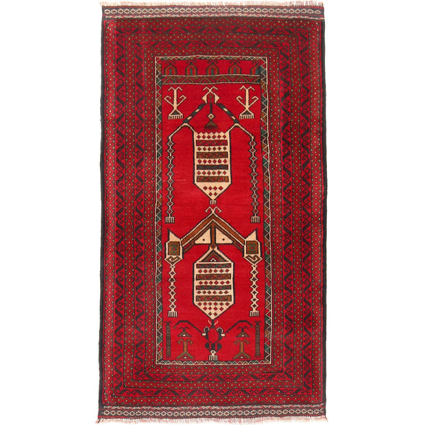 Red Color Prayer Rug 2' 8" x 4' 10" - No. AL24044
