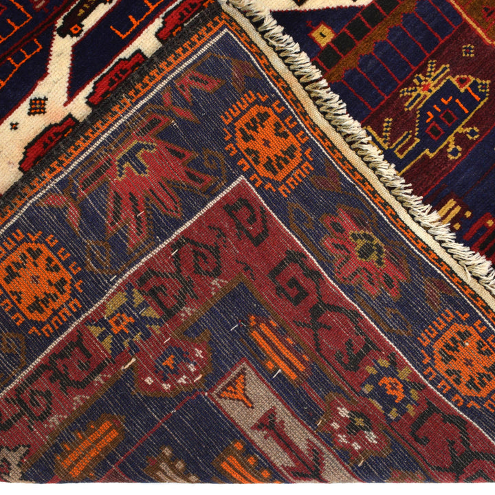 Afghan Oriental Rug 4' 2" x 6' 2" Hand-Knotted border