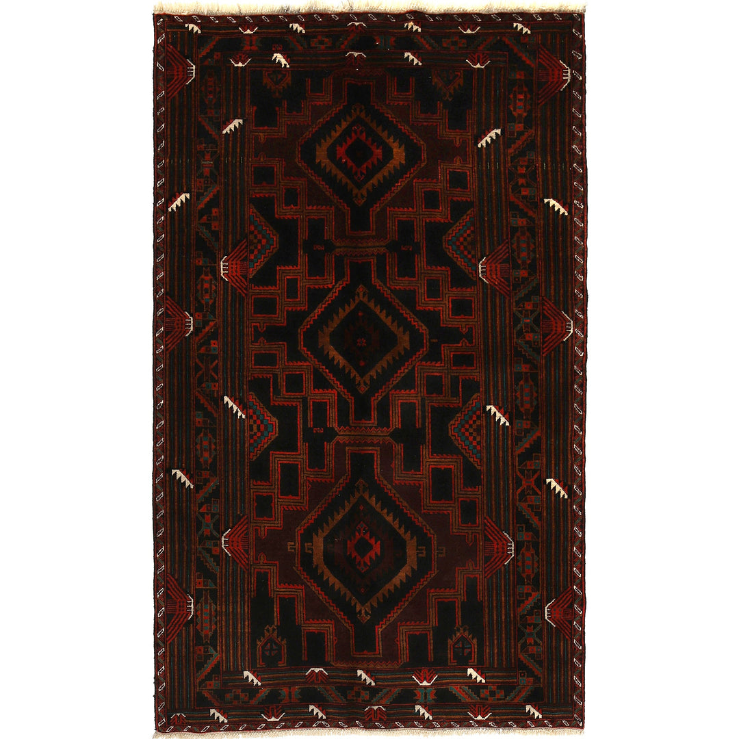 Afghan Baluchi Rug 4' 2" x 7' 2" Hand-Knotted