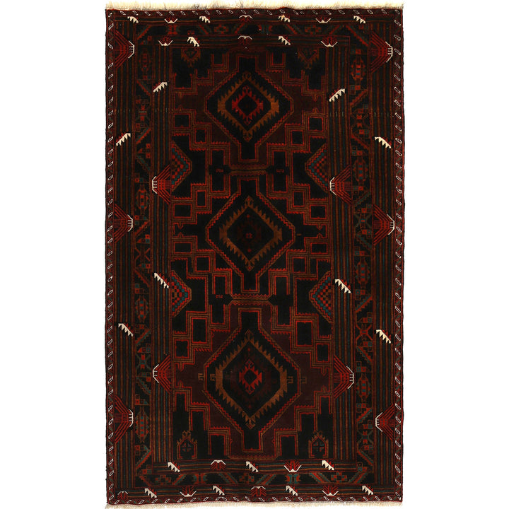 Afghan Baluchi Rug 4' 2" x 7' 2" Hand-Knotted