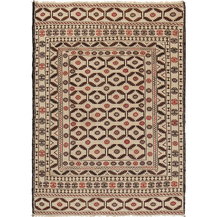 White Flat Weave Kelim 4' 5" x 6' 1" - No. AL71314