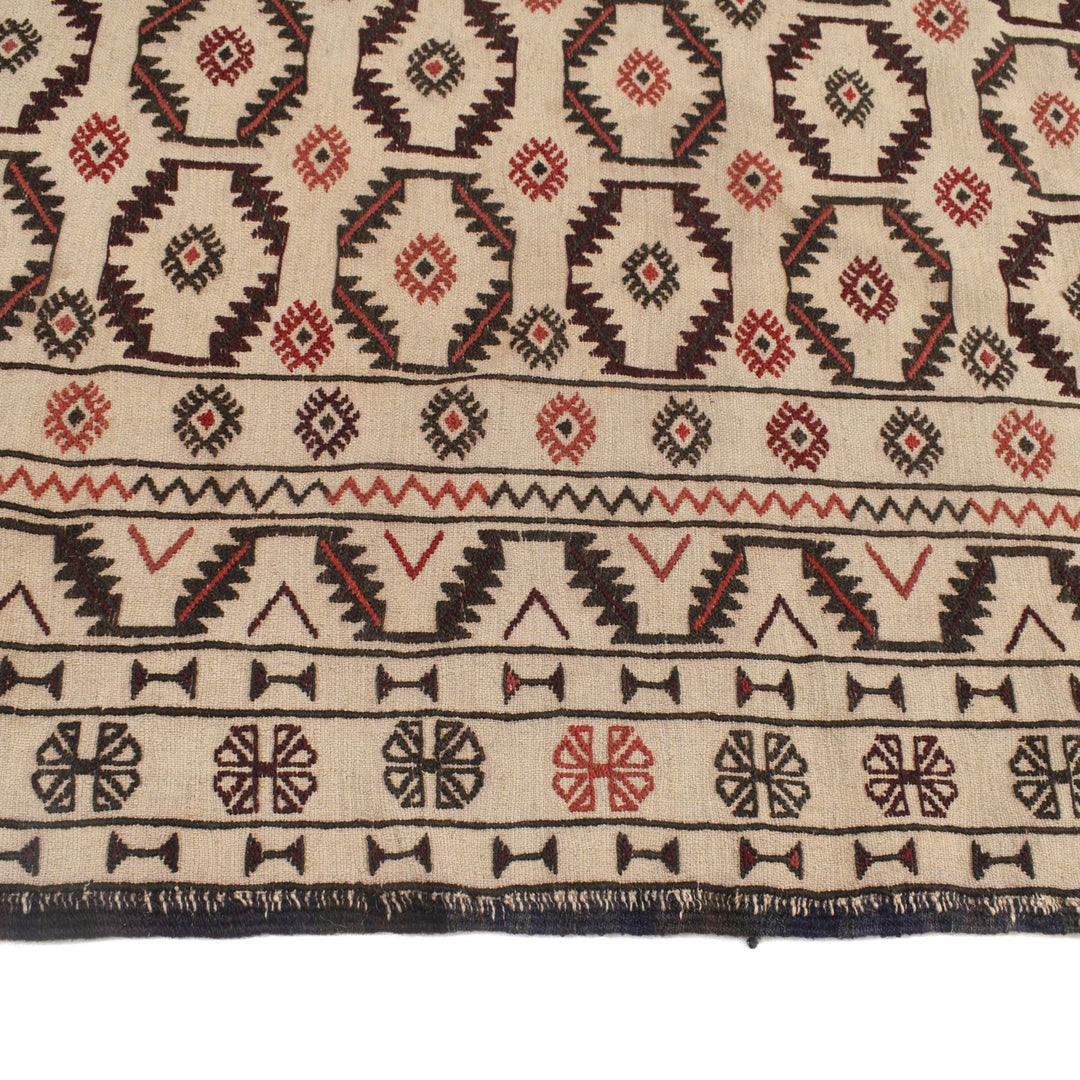 White Flat Weave Kelim 4' 5" x 6' 1" - No. AL71314