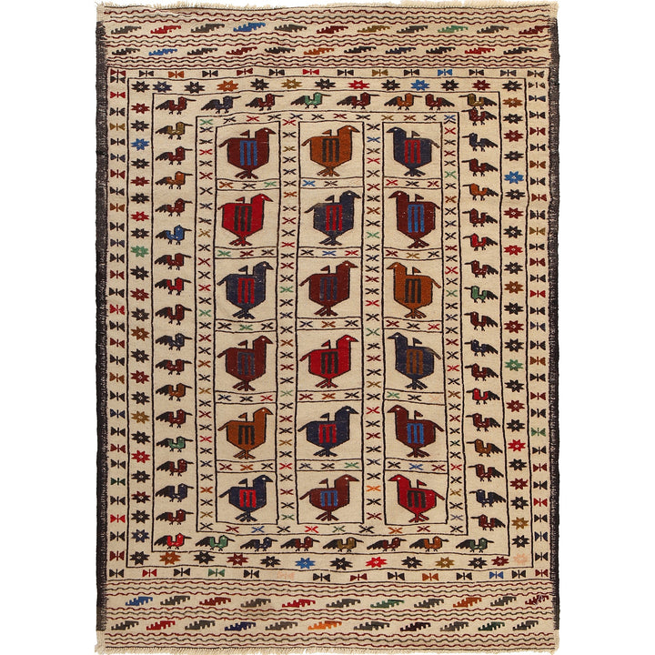White Flat Weave Kelim 4' 3" x 6' 3" - No. AL35002