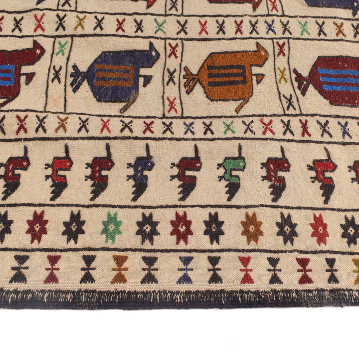 White Flat Weave Kelim 4' 3" x 6' 3" - No. AL93523