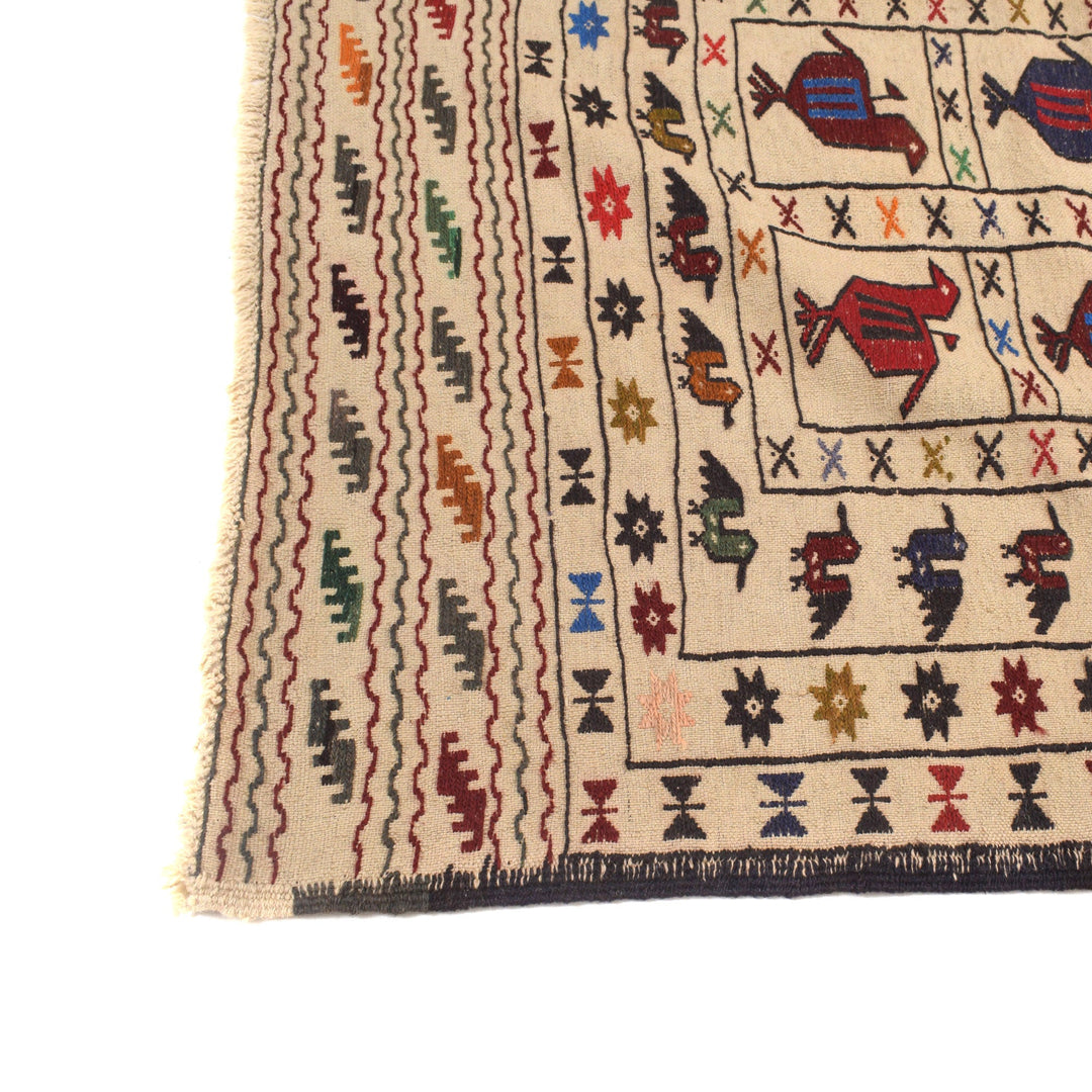 White Flat Weave Kelim 4' 3" x 6' 3" - No. AL35002