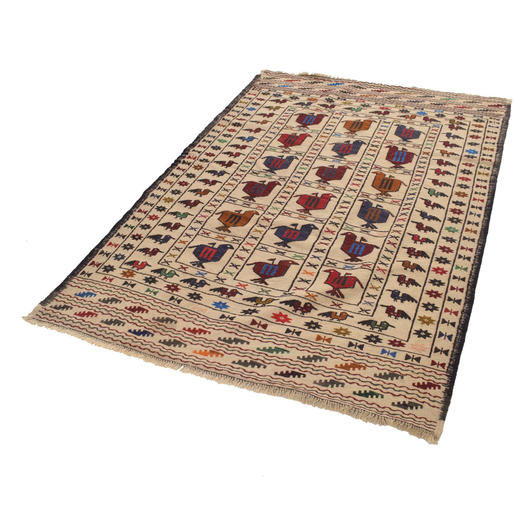 White Flat Weave Kelim 4' 3" x 6' 3" - No. AL35002
