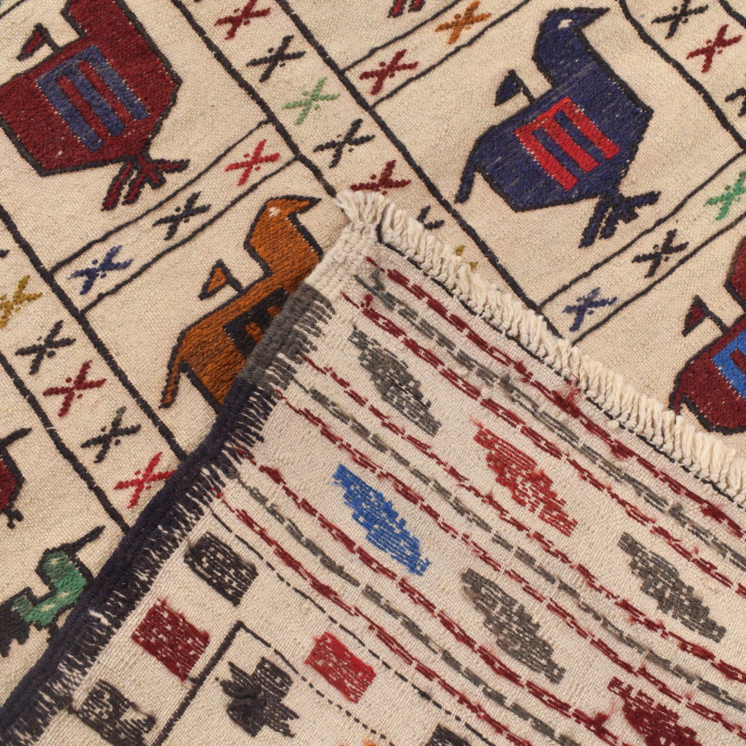 White Flat Weave Kelim 4' 3" x 6' 3" - No. AL35002