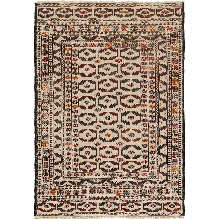 White Flat Weave Kelim 4' 6" x 6' 4" - No. AL26769