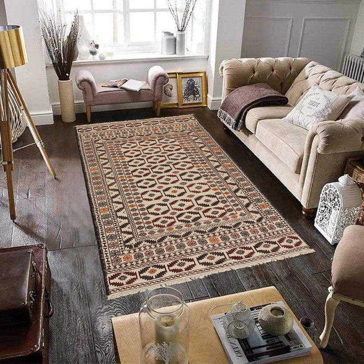 White Flat Weave Kelim 4' 6" x 6' 4" - No. AL26769