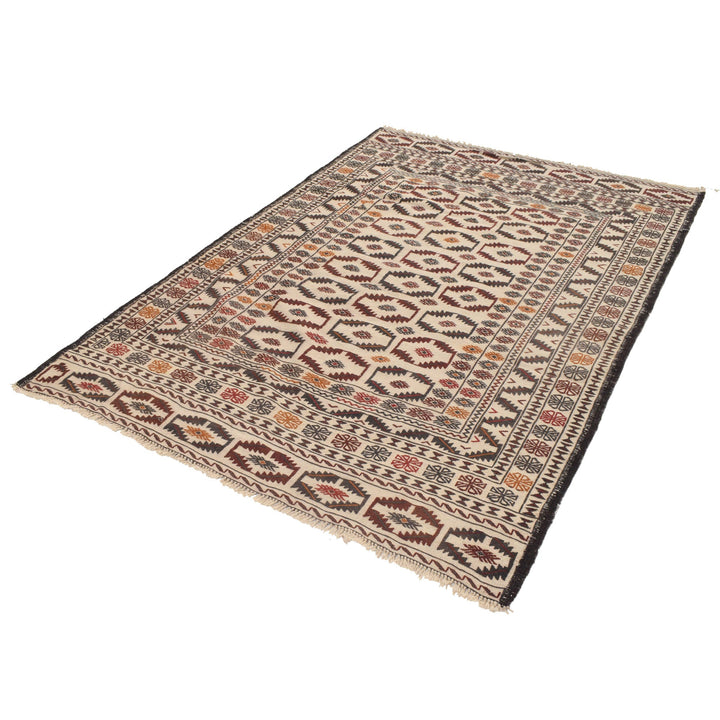 White Flat Weave Kelim 4' 6" x 6' 4" - No. AL26769
