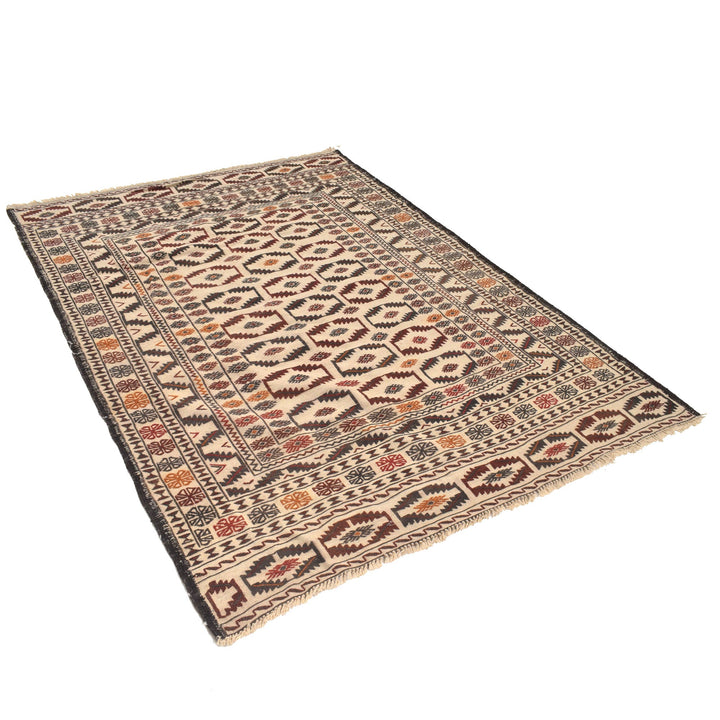White Flat Weave Kelim 4' 6" x 6' 4" - No. AL26769