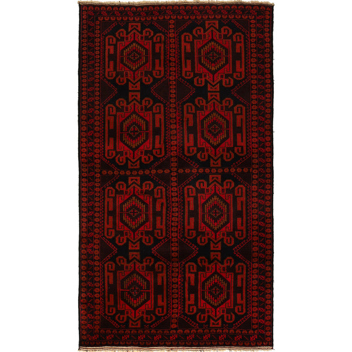Afghan Baluchi Rug 4' 0" x 7' 5" Hand-Knotted